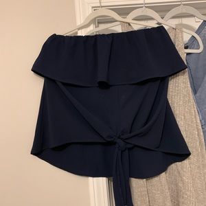 tie waist ruffle tube top